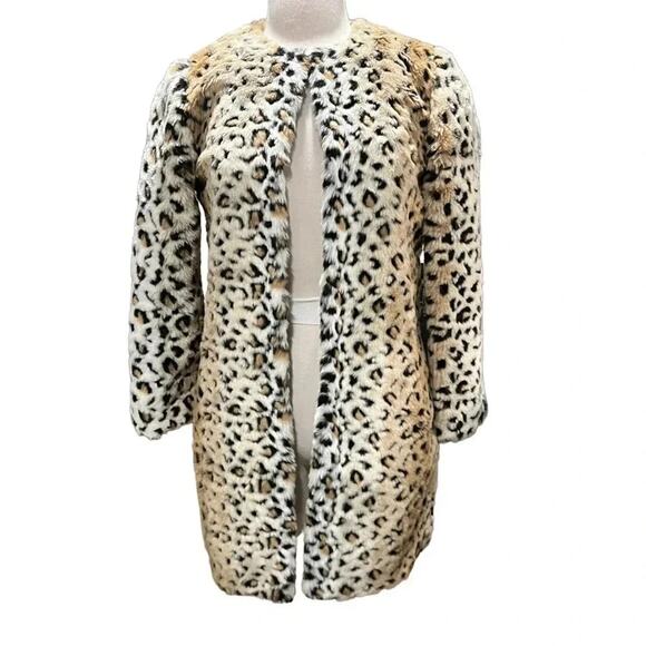 ZARA Leopard Print Faux Fur Jacket Size S - Picture 1 of 5